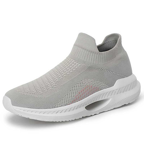 Women's grey texture pattern sock like slip on shoe sneaker 01